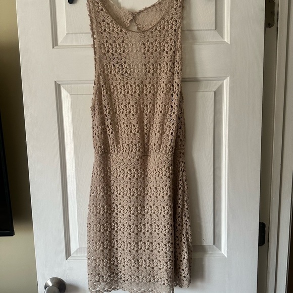Free People tan tank crochet dress, size small - Picture 1 of 6